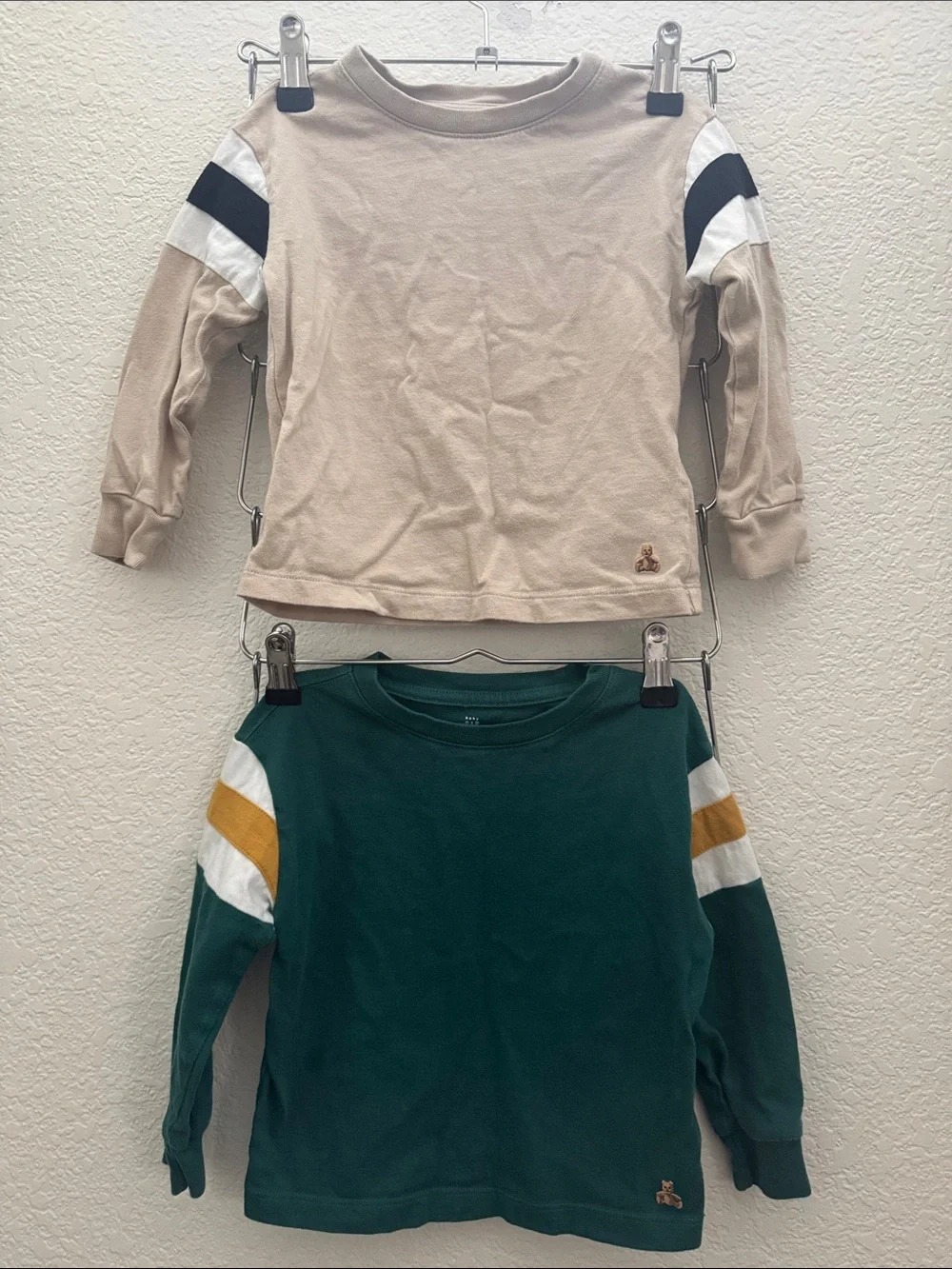Baby GAP Toddler Long Sleeve Shirt Bundle 3T Green & Beige Colorblock Tees